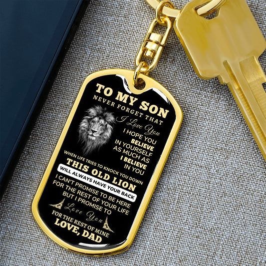 To My Son Keychain - This Old Lion Love You